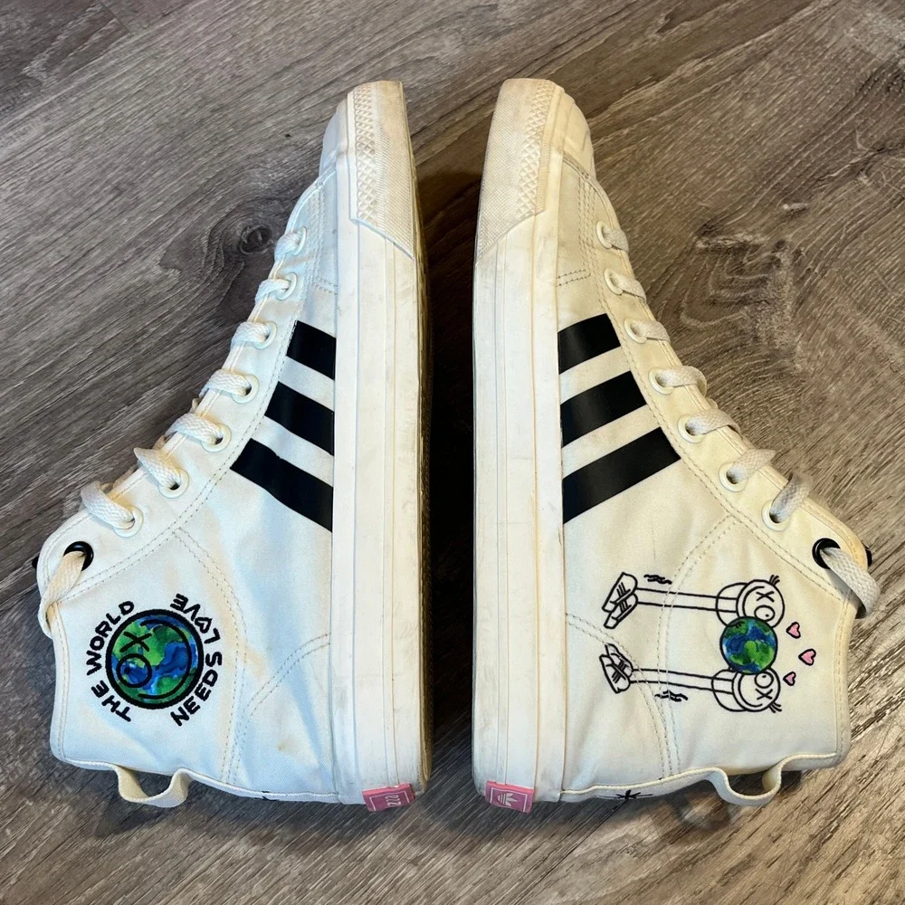 Adidas x Andre Saraiva Nizza Hi RF Mens 10 White Pink Black GZ2204 Sneakers